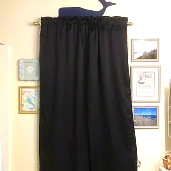 Set of 4 black satin window panels - Picture 1 of 7